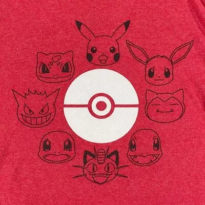 Pokemon Shirt Mens Medium Red Short Sleeve Crew Neck Pullover Nintendo Tee • $7.49