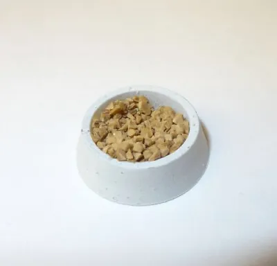Dollhouse White Pet Bowl Filled With Cat Dog Food LG 1:12 Doll House Miniature • $2.95