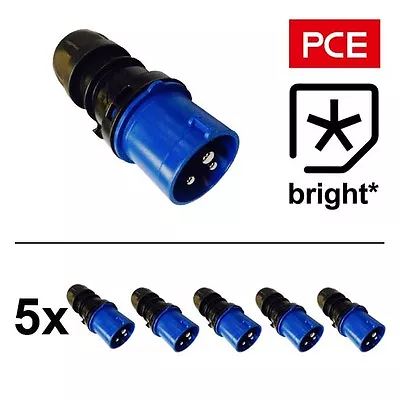 5 X 16 Amp PCE IP44 Black Ceeform Male Plug Connector 16A Stage Theatre Event • £15.97