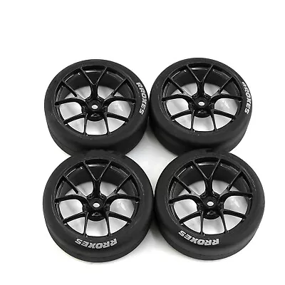 65mm Rubber Wheel Tyres Tires 12mm Hex For Tamiya TT01 TT02 XV01 HPS HPI 1/10 R • £16.79