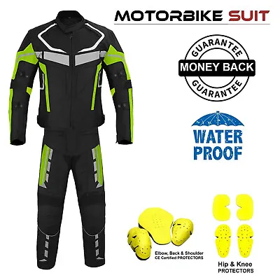 Motorcycle 2 Piece Race Suit Cordura Waterproof Motorbike Sports Jacket Trouser • $107.36