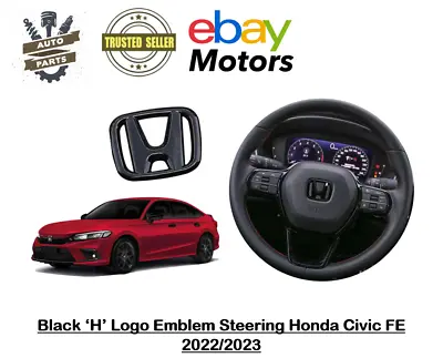 BLACK Emblem Logo STEERING Badge For Honda Civic FE Series 2022/23 • $20.90