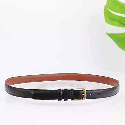 Vintage Coach Men's Belt Size 36 Skinny Black Leather Brass Buckle USA New York • $59.87