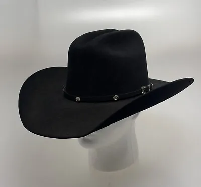 VTG MHT WESTERNS Black Cowboy Hat 3X XXX Master Hatters Of Texas USA Made 6 7/8 • $77.99