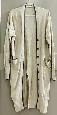 $60.99 • Buy ZARA HOME Linen Collection Women Grey Edge Beige Long Cardigan - SIZE M