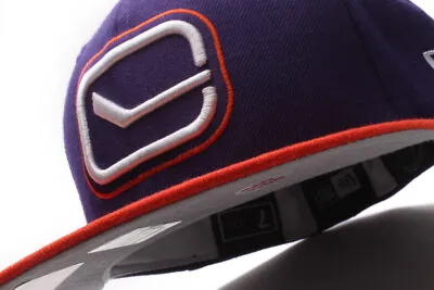 New Era Vancouver Canucks NHL Purple Orange Fitted Cap Gray UV • $46.76
