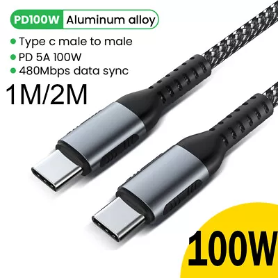 $2.99 • Buy 1M/2M USB C To Type C Charger Cable 5A Fast Charging Lead Data Cord For Samsung