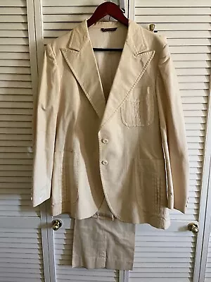 VTG 1976 European Fashion By H.i.s. Cream Suit 44R Jacket 38 X 30 Pants • $60