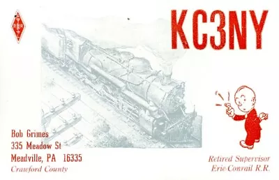 KC3NY QSL Card Meadville Pennsylvania - 1991 • $1.99