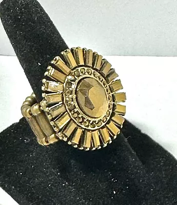 Paparazzi Vintage Gold Color Starburst Rhinestone Stretch Ring • $7.99