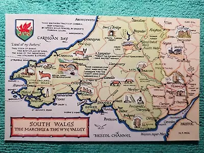 £2 • Buy CARDIFF SWANSEA TENBY MAP OF Sth WALES  SALMON  4598