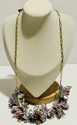 J Crew Gold Tone Liberty Fabric Floral Necklace 24 Inches.  • $38.25