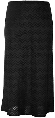 Womens Long Velvet Pencil Skirt Elastic Waist Gothic Plus Ladies Sheer ZigZag • £14.36