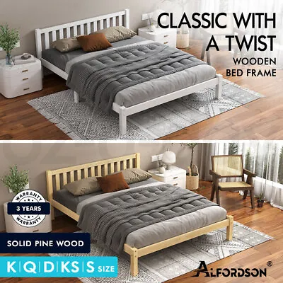 $115.95 • Buy ALFORDSON Bed Frame Queen Double King Single Size Wooden Mattress Base Fenella