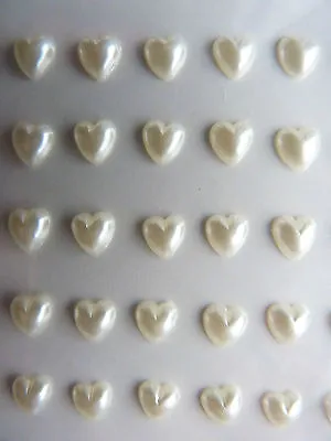 ADHESIVE PEARLS HEART SHAPED GEM STICKERS For Wedding Card Making & Scrapbooking • £2.20
