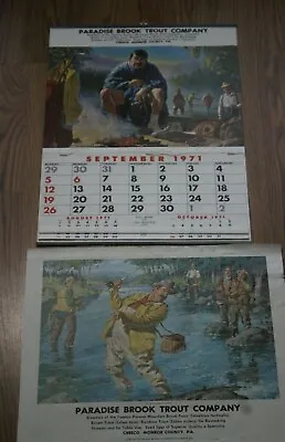 5 Vintage Paradise Brook Trout Company Partial Advertising Fishing Calendars   • $49.99
