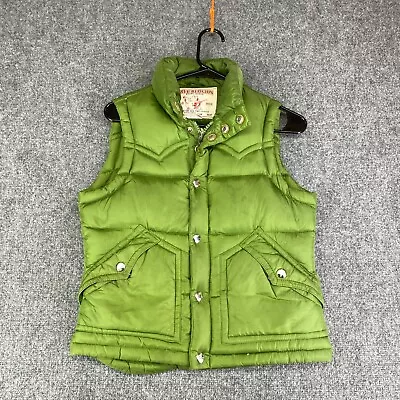 True Religion Puffer Womens XS Green Vest Sleeveless Full Snap Pockets Quilted • $29.88