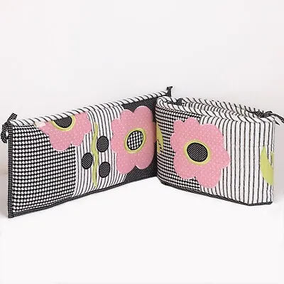 Poppy Pink Dot Floral Girl Crib Bedding Set Hamper Mobile Valance Sheet Chair • $29.99