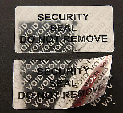 Tamper Evident Security Seals Do Not Remove Labels On Bright Silver 20mm X 40mm • £11.55