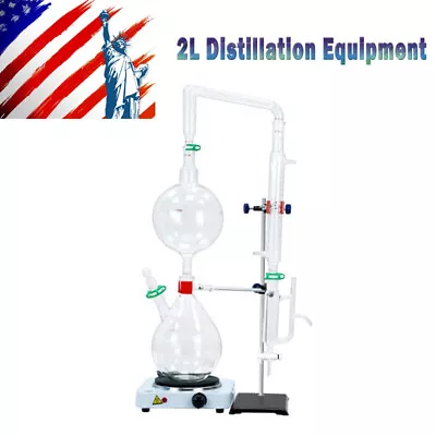 2L Distillation Equipment Borosilicate Glass Laboratory Glassware For Chemistry • $179.99