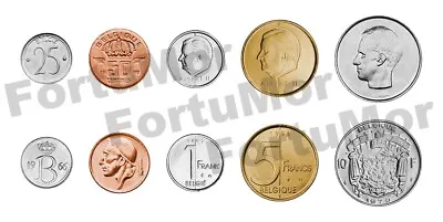 Belgium UNC 5 PCS COIN SET 25 50 Centimes 1 5 10 Francs 1964 2001 • $3.95