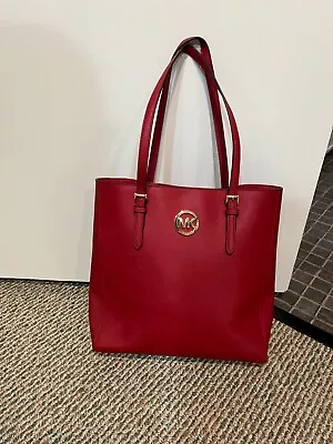 Michael Kors New Red Large Tote Handbag With Gold Trim • $75