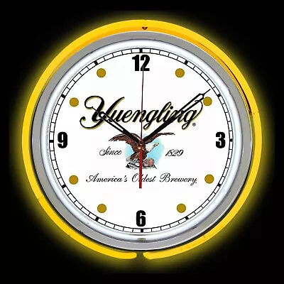 15  Yuengling Americas Oldest Brewery Beer Sign Yellow Double Neon Clock • $119.95