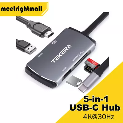 USB Type-C 5-in-1 Hub With HDMI 4K@30Hz USB2.0 USB3.0 TF/SD Card Reader For PC  • $29.95