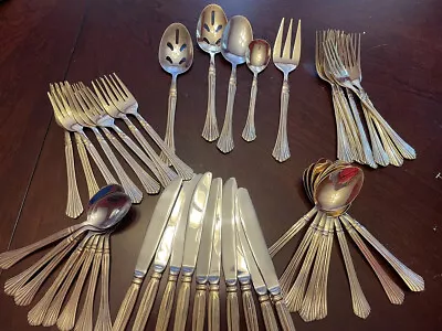 Cambridge GOLD TRACY Gold Electroplate Flatware Set 45 Pc- Service For 8 • $45