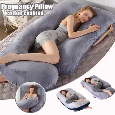 $33.45 • Buy 180cm Velvet Pregnancy Pillow Maternity Belly Contoured Full Body U J G Shape .