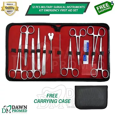 12 Pcs Military Surgical Instruments Kit Emergency First Aid Set With FREE Case • $14.90