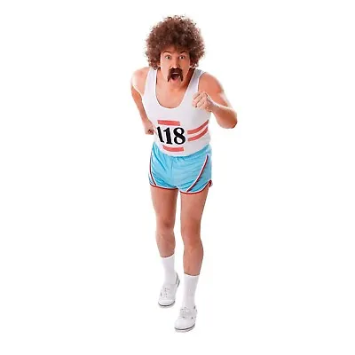 Mens  118 118  White Running Vest And Blue Shorts Stag Night Fancy Dress Medium • £11.62