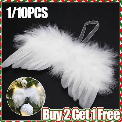 10X Angel Wings Christmas Feather Baubles Tree Hanging Ornament DIY Craft Decor • £2.03