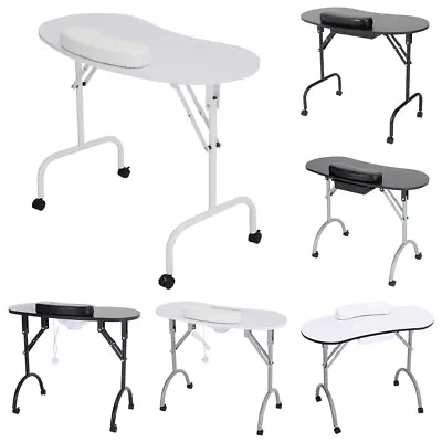 Foldable Manicure Nail Table Beauty Salon Portable Mobile Technicians Desk Stool • £59.95