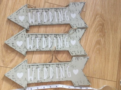 £11.99 • Buy  Wedding Arrow Signs X 3 Approx 14” MDF Rustic Style Summer Wedding Garden 