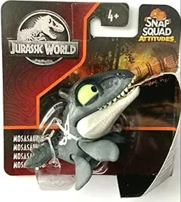 JurassicWorld Snap Squad Attitudes Mosasaurus [Gray/Black] 2  Inch Fun Chomper • $13.64