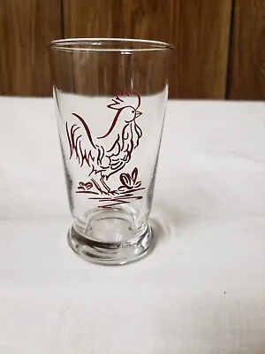 6 Red Rooster Libbey Glassware Tumblers 4 7/8  X 2 3/4  Clear With Rooster • $39