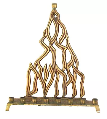 $89.90 • Buy Judaica Menorah Hanukkah Vintage Israel Flame Nes Gadol Red Signed KL Hakuli
