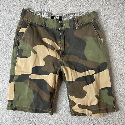 DGK Camo Shorts Skater Mens 34 Dirty Ghetto Kids Woodlang Green Brown Army • $14.99