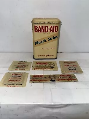 Vintage Band-Aid Metal Tin Box Johnson & Johnson Sheer Strip Plastic Spot Patch • $14.95