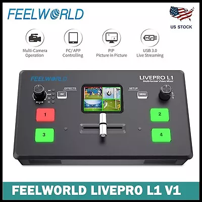 FEELWORLD LIVEPRO L1 V1 Video Switcher Mixer 4 HDMI 4 Screens For Live Streaming • $245