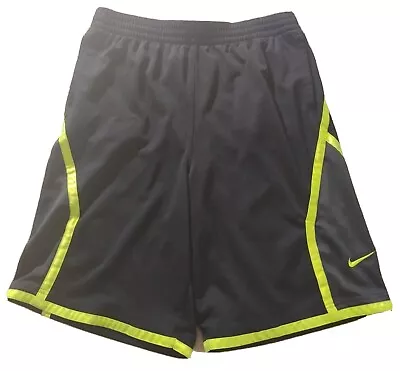 Nike Basketball Shorts Black Volt Green Yellow Large Lighweight 397300-010 • $21