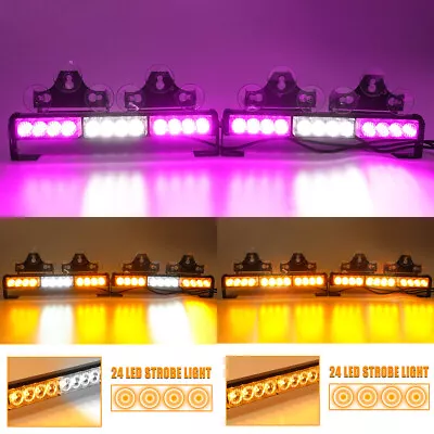 25  24 LED  2 In 1 Windshield Emergency Warning Strobe Light Bar Traffic Advisor • $52.99