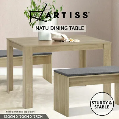 $76.84 • Buy Artiss Dining Table 4 Seater Wooden Kitchen Tables Oak 120cm Cafe Restaurant