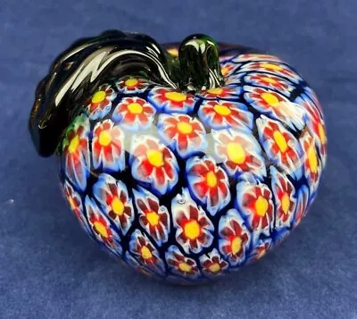 Vintage Stunning Vintage Murano Millefiore Colorful Art Glass Apple Paperweight • $114.98