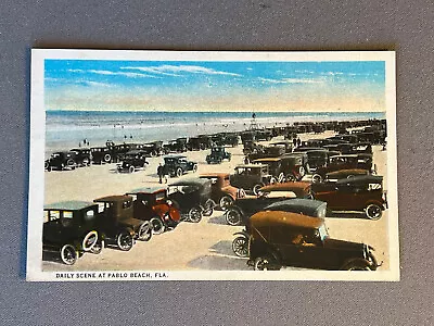 Florida FL Daily Scene At Pablo Beach Lots Of Old Cars Ca 1920 • $6.99