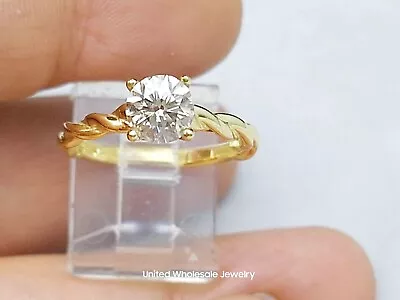 1.06Ct Genuine Mined Diamond Solitaire Engagement Ring In Solid  14K Yellow Gold • $810