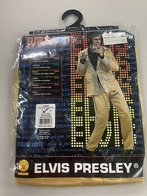 Elvis Presley Gold Suit 50's Sequin Fancy Dress Halloween Deluxe Adult Costume • $114.99