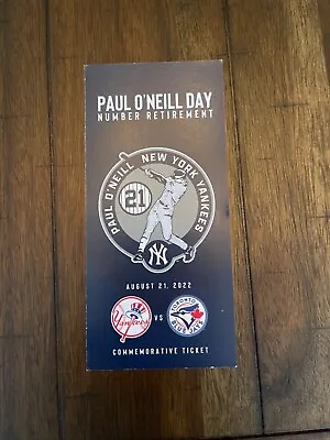 $5 • Buy New York Yankees Paul O’ Neil 2022 Commemorative Ticket Stub SGA