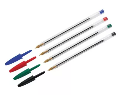 Original Bic Cristal Medium Ballpoint Biros Blackblueredgreenassorted  • £19.95